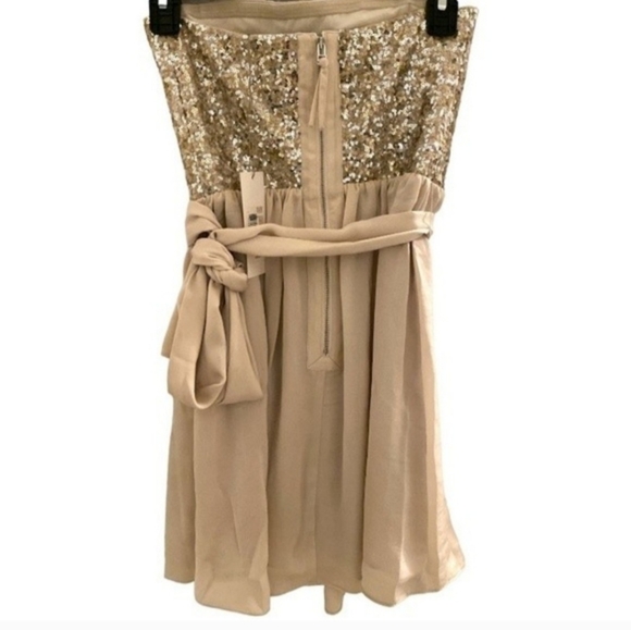 NWT! REBECCA TAYLOR Size 0 Strapless Sequin Chiffon Satin Mini Party Dress!!! - Picture 3 of 11